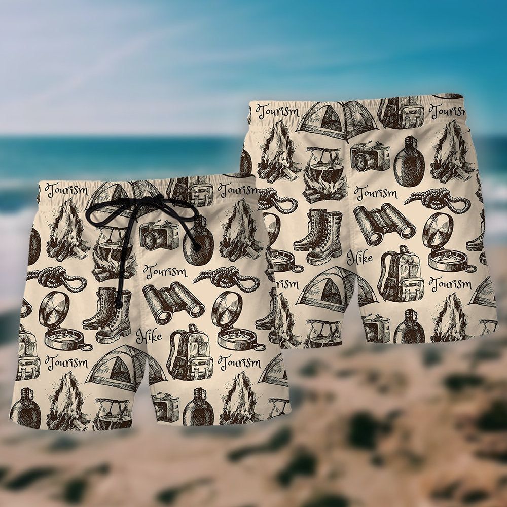 Hiking Gear Vintage Style Trendy Aloha Hawaiian Beach Shorts