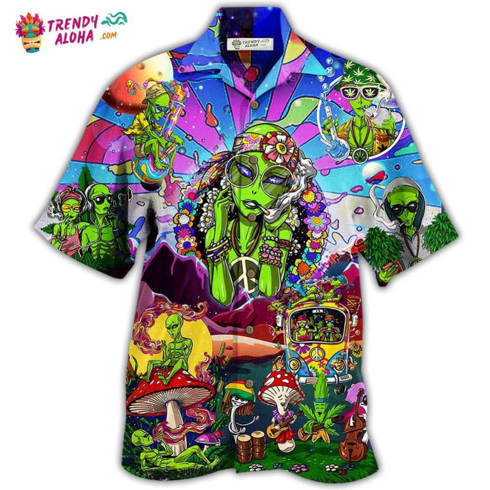 Hippie Alien Peace Life Color Hawaiian Shirt – Trendy Aloha