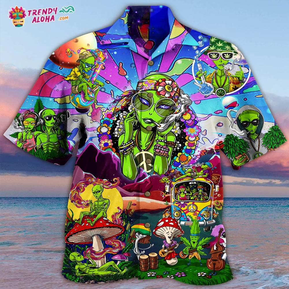 Hippie Alien Peace Life Color Hawaiian Shirt – Trendy Aloha