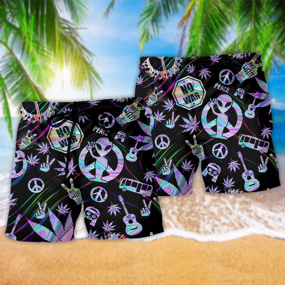 Hippie Alien Peace Life So Colorful Trendy Aloha Hawaiian Beach Shorts