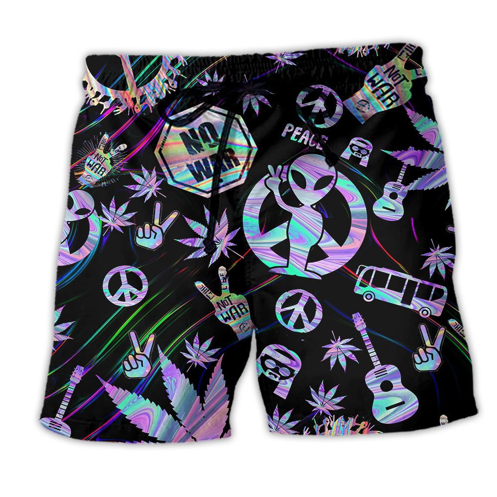 Hippie Alien Peace Life So Colorful Trendy Aloha Hawaiian Beach Shorts