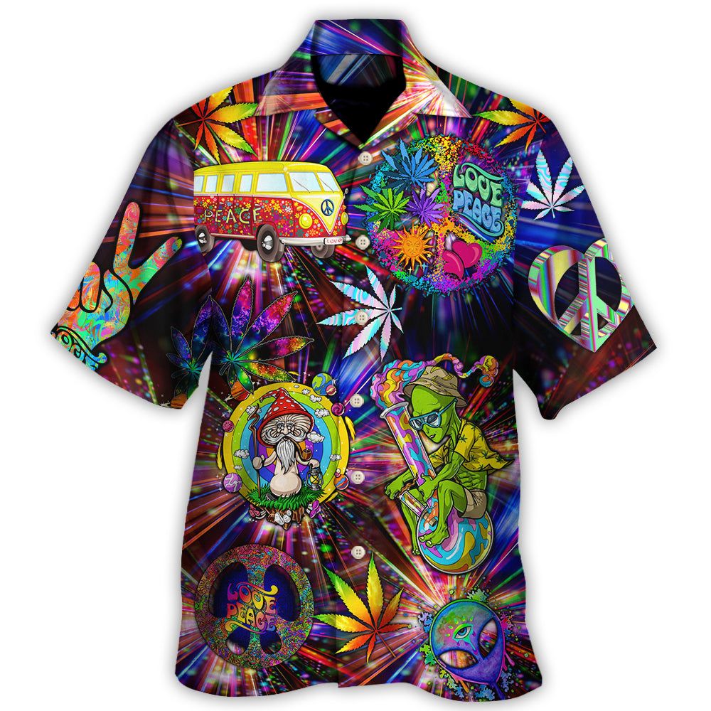Hippie Alien Peace The Colorful Of Life Amazing Neon Style Hawaiian Shirt