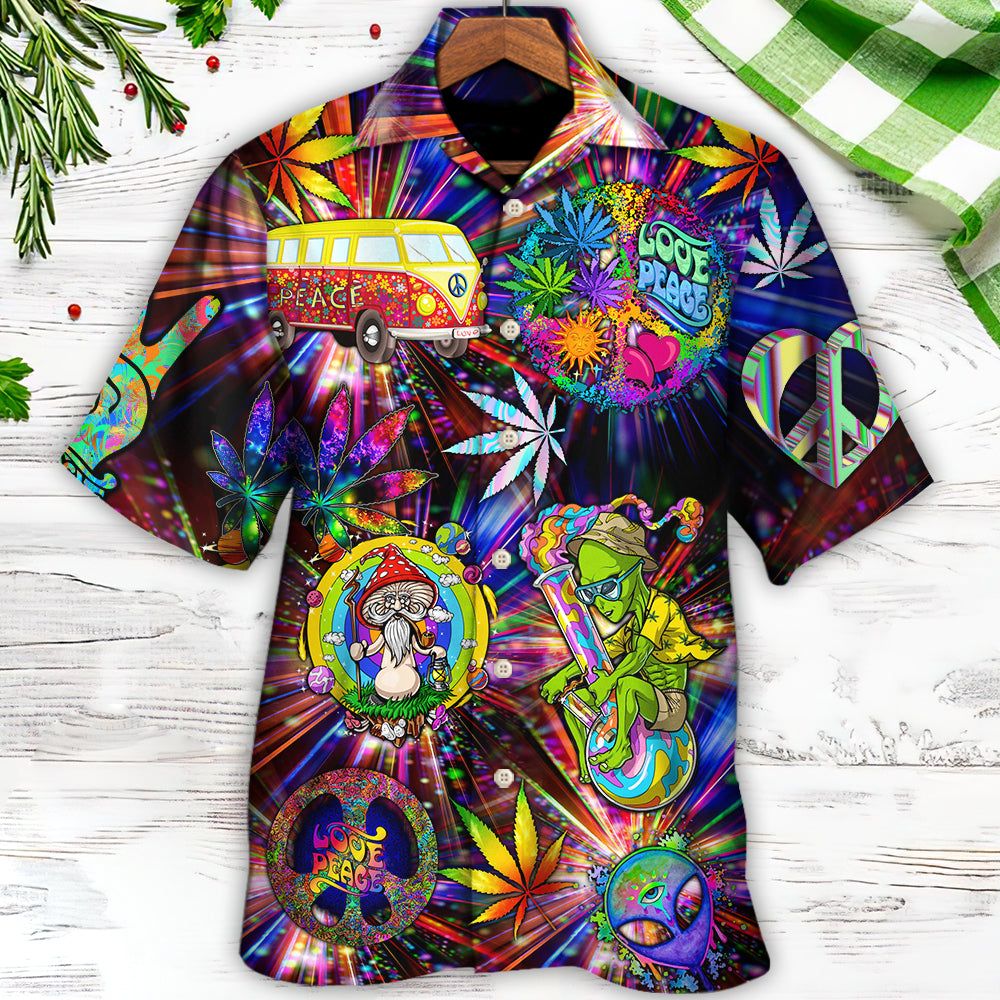 Hippie Alien Peace The Colorful Of Life Amazing Neon Style Hawaiian Shirt