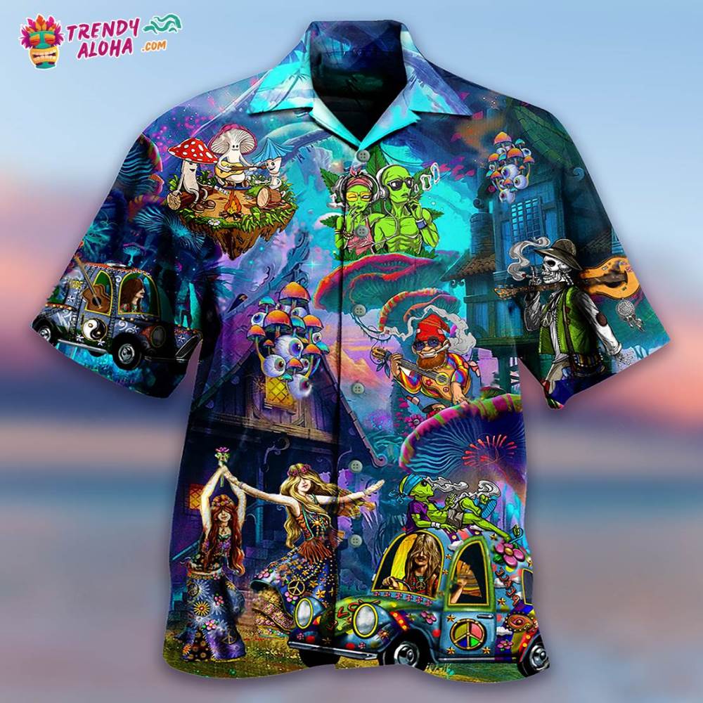 Hippie Alien Skull Peace Life Hawaiian Shirt – Trendy Aloha