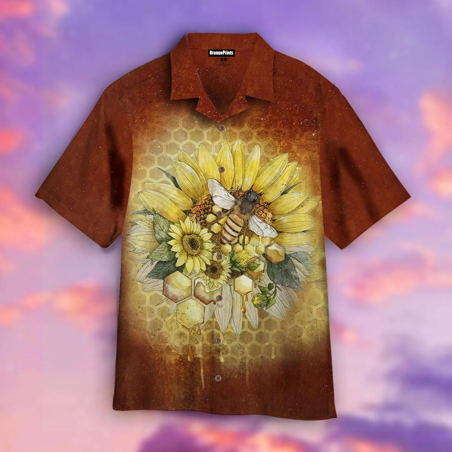 Hippie Bee With Sunflower Hawaiian Shirt For