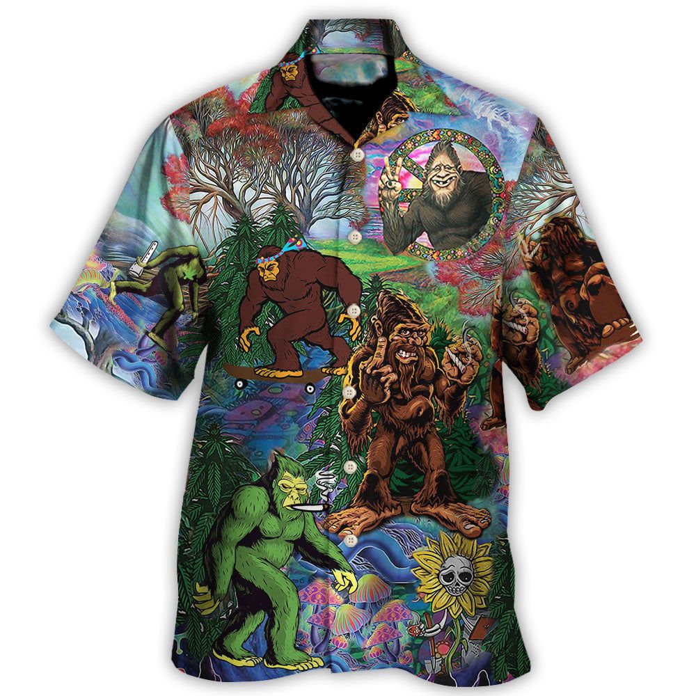 Hippie Bigfoot Peace Life Color Hawaiian Shirt