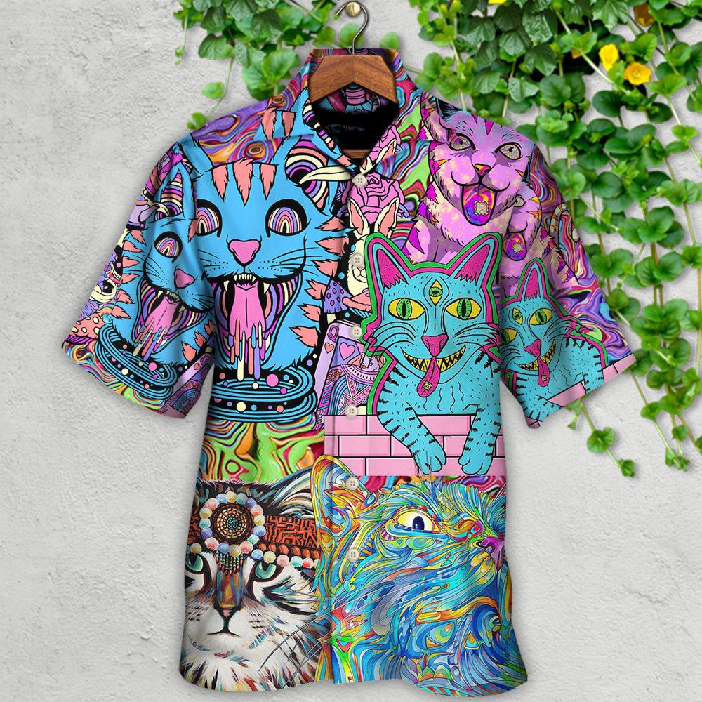 Hippie Cat Wonderful World Hawaiian Shirt Hippie Cat Wonderful World Hawaiian Shirt