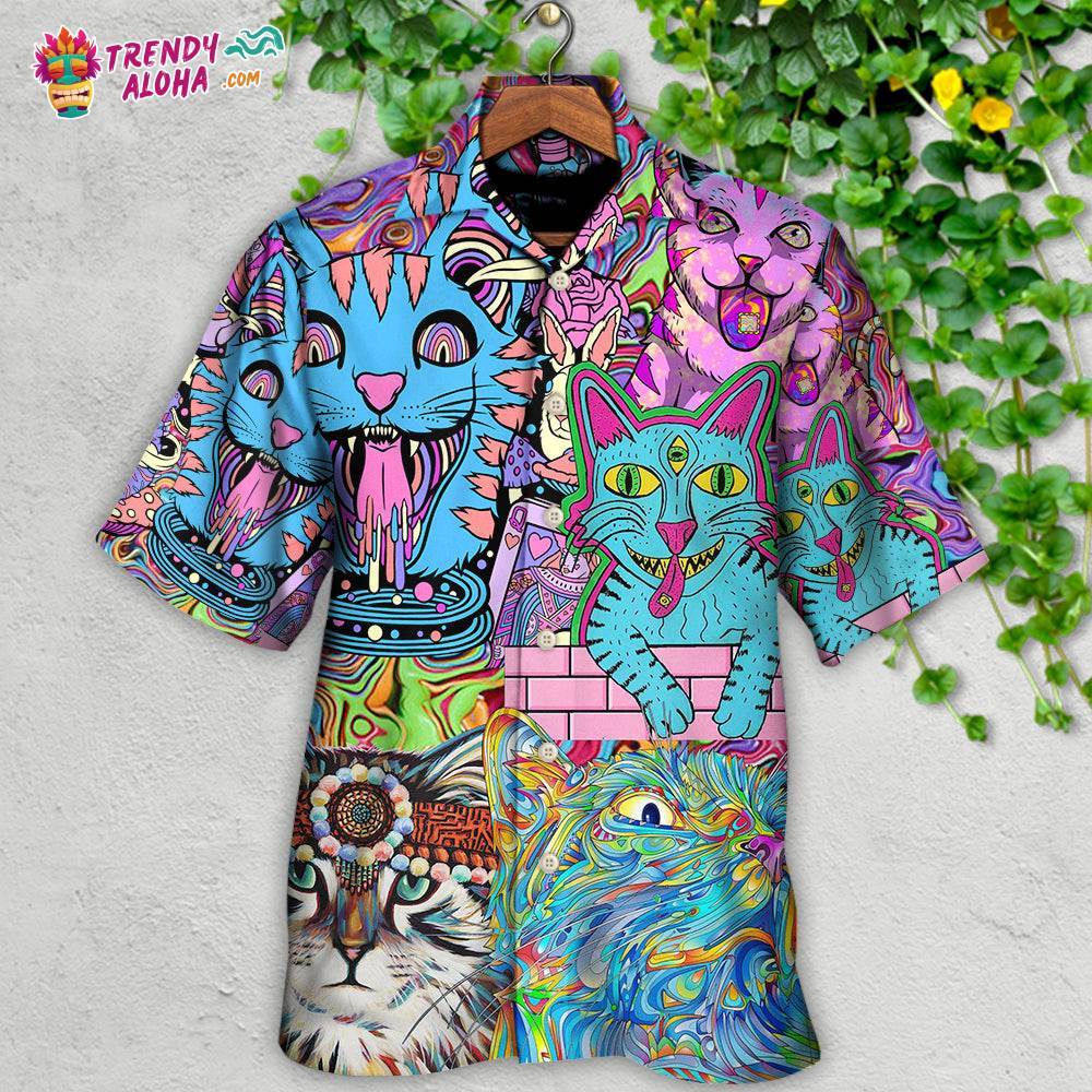 Hippie Cat Wonderful World Hawaiian Shirt – Trendy Aloha