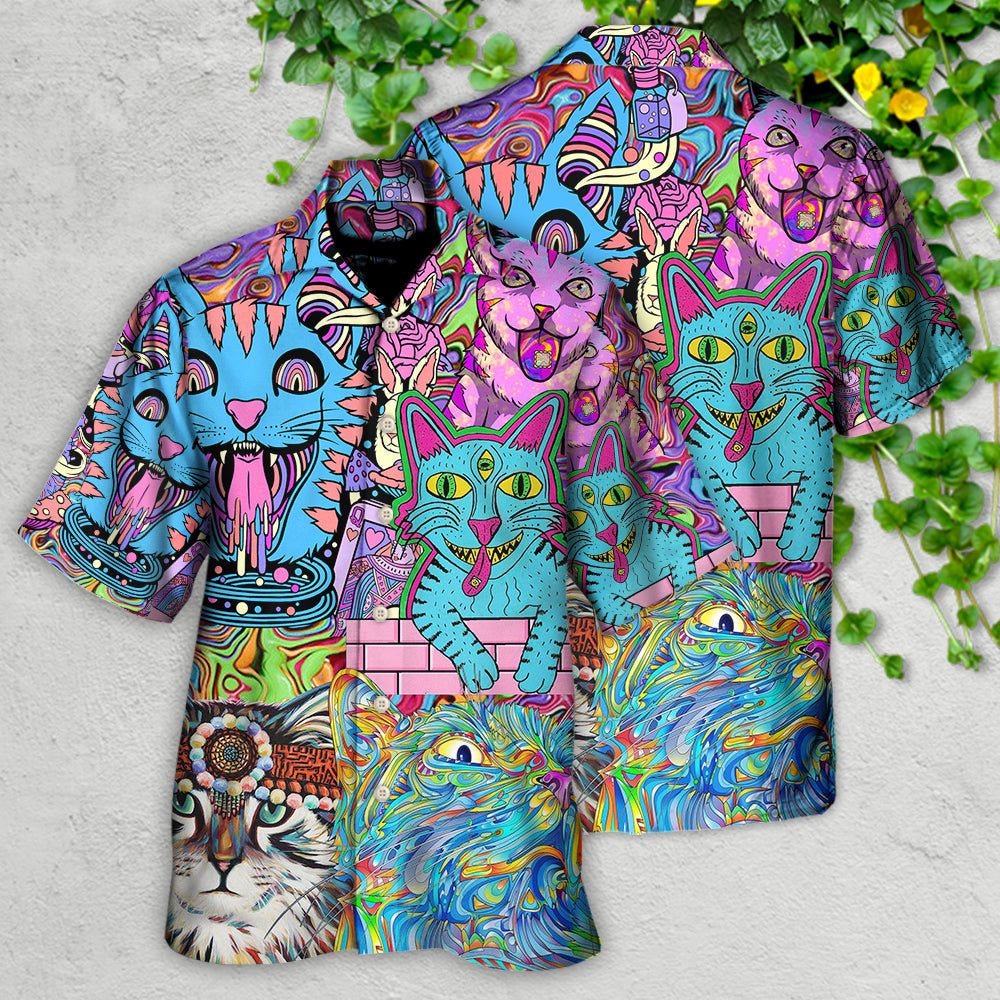 Hippie Cat Wonderful World Hawaiian Shirt