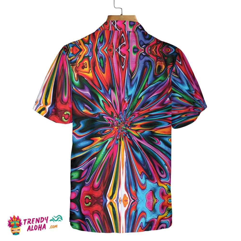 Hippie Colorful Kaleidoscope Hawaiian Shirt, Abstract Hippie Art Shirt, Unique Hippie Gift