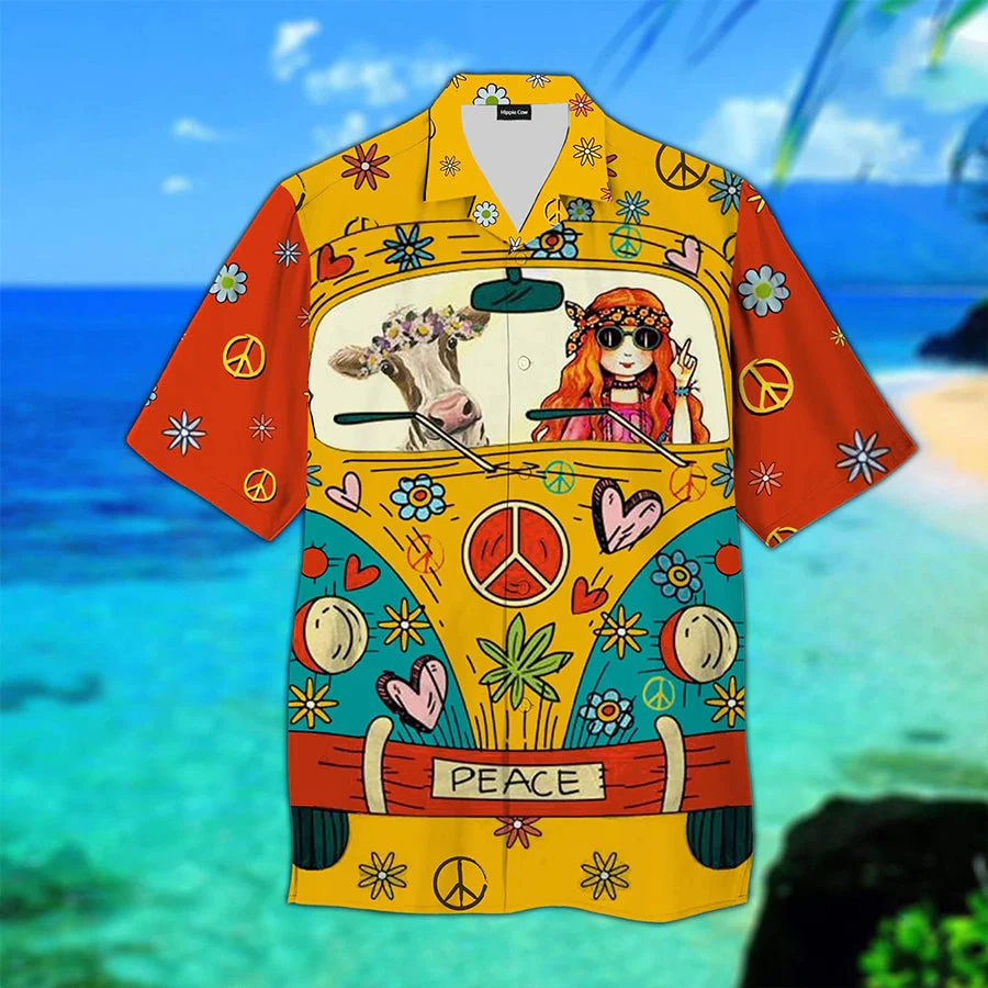 Hippie Cow 3D Trendy Hawaiian Shirt, Hippie 3D Trendy Hawaiian Shirt, Cow Hawaii Shirt Hippie Cow 3D Trendy Hawaiian Shirt, Hippie 3D Trendy Hawaiian Shirt, Cow Hawaii Shirt