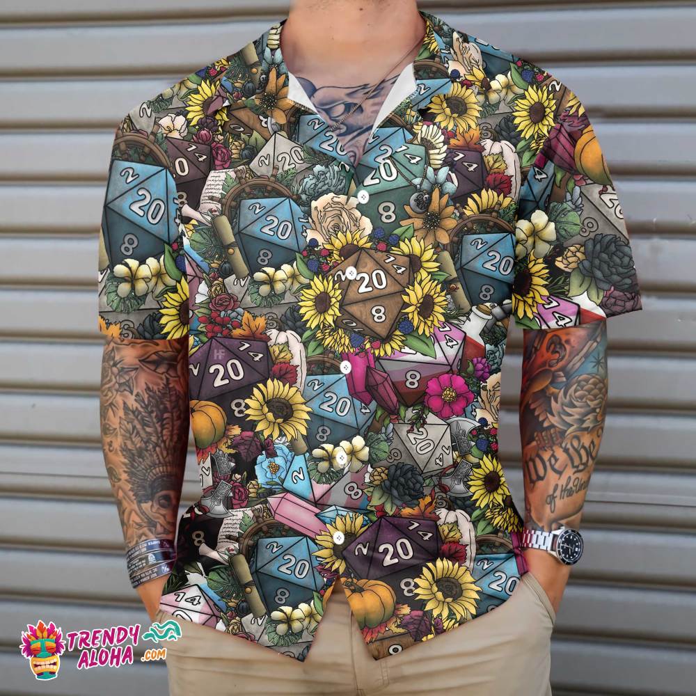 Hippie Dice & Love Flowers Hawaiian Shirt, Unique Hippie Shirt, Best Hippie Gift Ideas