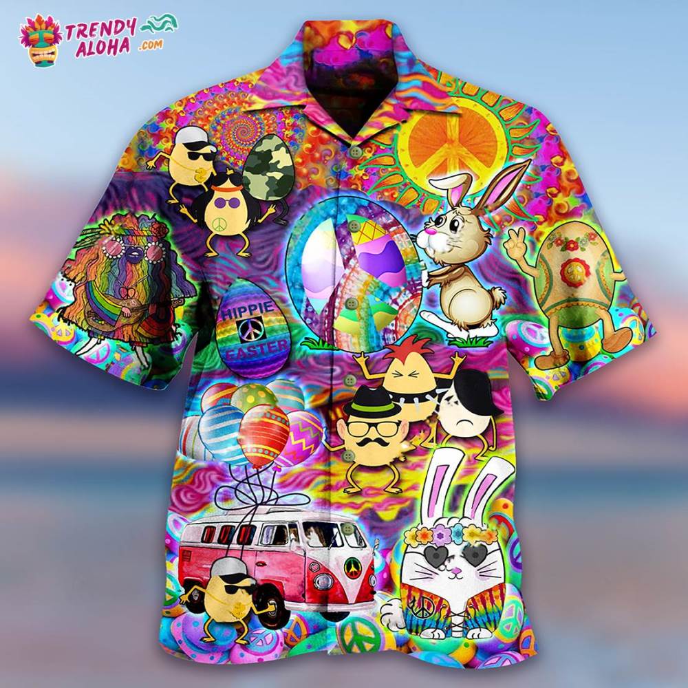 Hippie Easter Peace Life Color Funny Party Hawaiian Shirt – Trendy Aloha