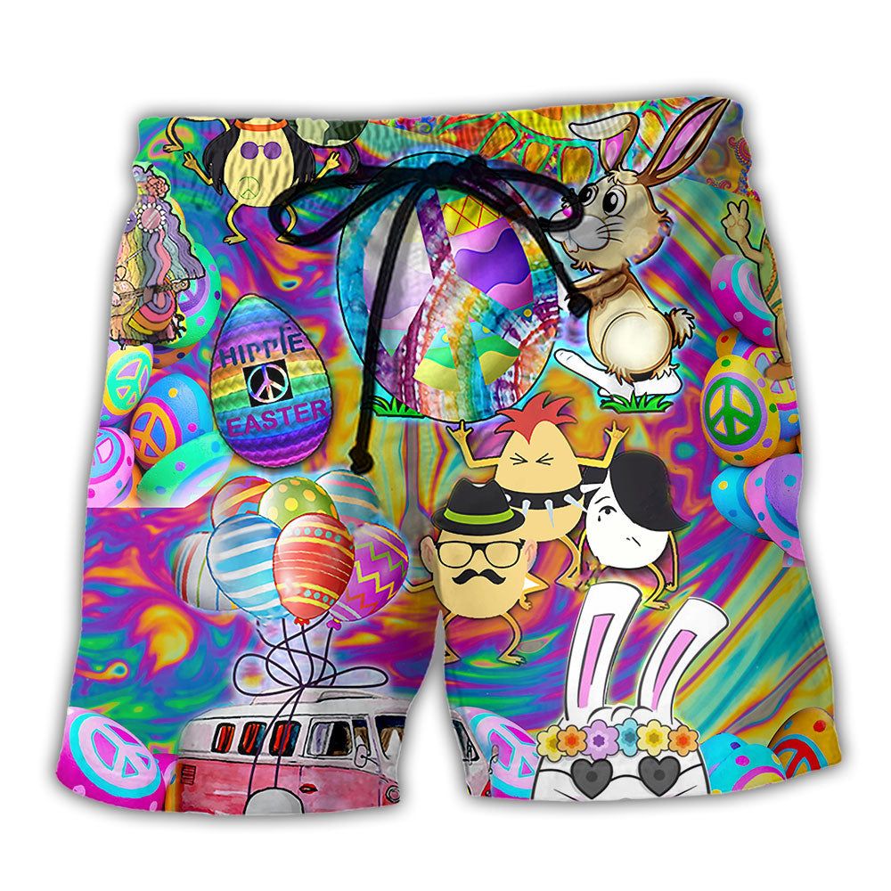 Hippie Easter Peace Life Color Trendy Aloha Hawaiian Beach Shorts
