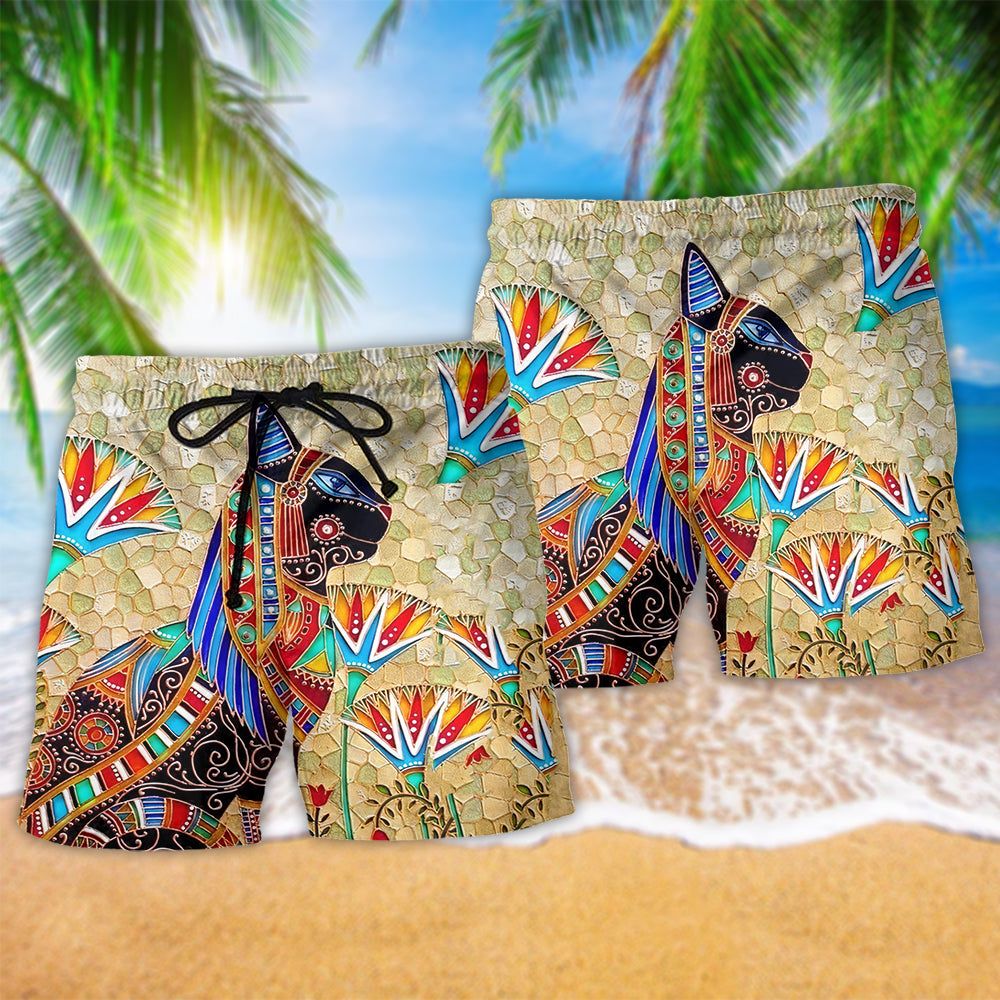Hippie Egypt Cat Amazing Style Trendy Aloha Hawaiian Beach Shorts