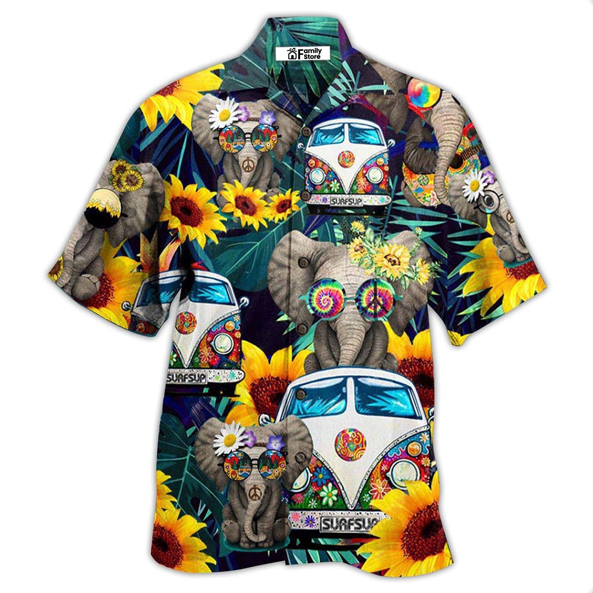 Hippie Elephant Wonderful Camping Hawaiian Shirt