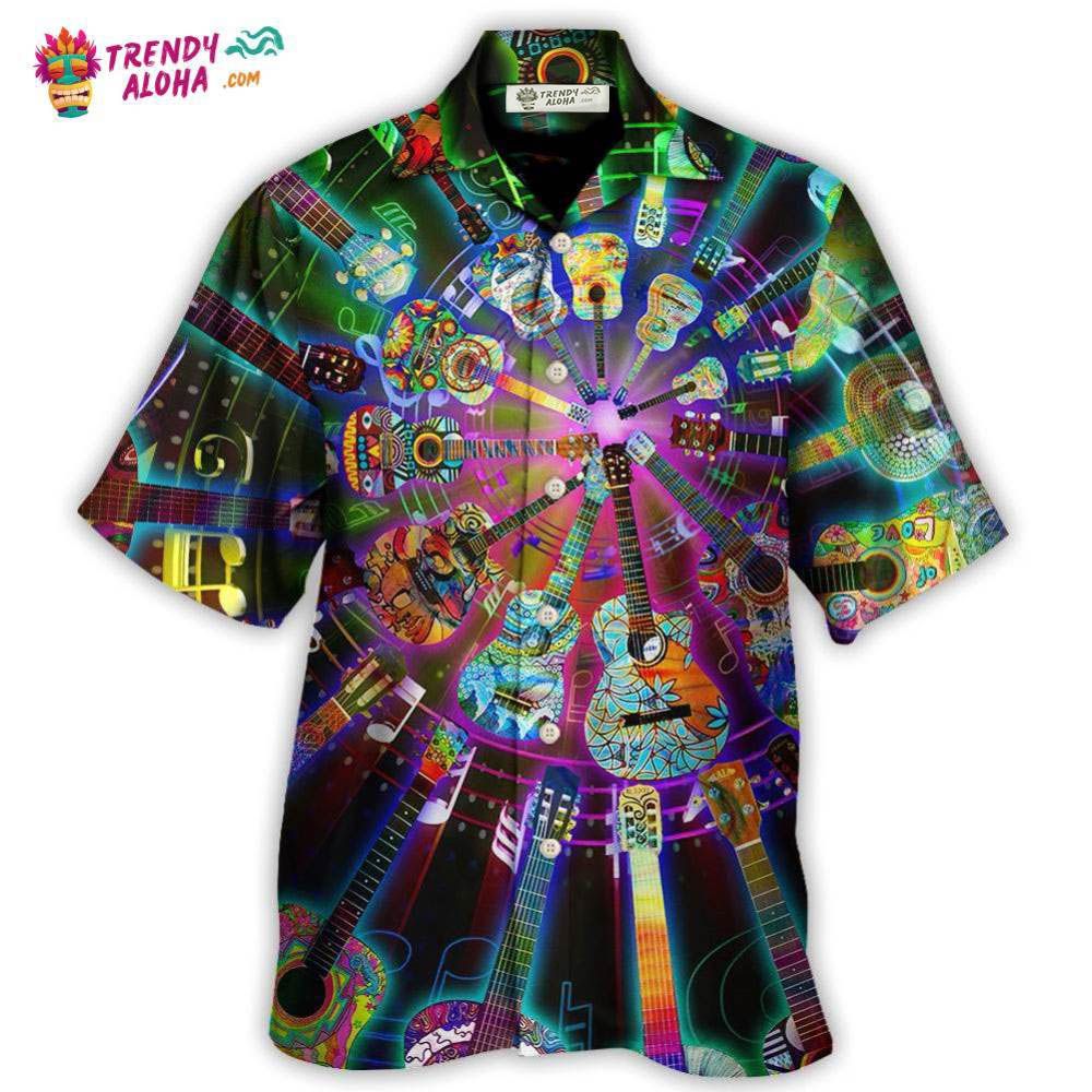 Hippie Funny Guitar Music Colorful Hawaiian Shirt – Trendy Aloha Hippie Funny Guitar Music Colorful Hawaiian Shirt – Trendy Aloha