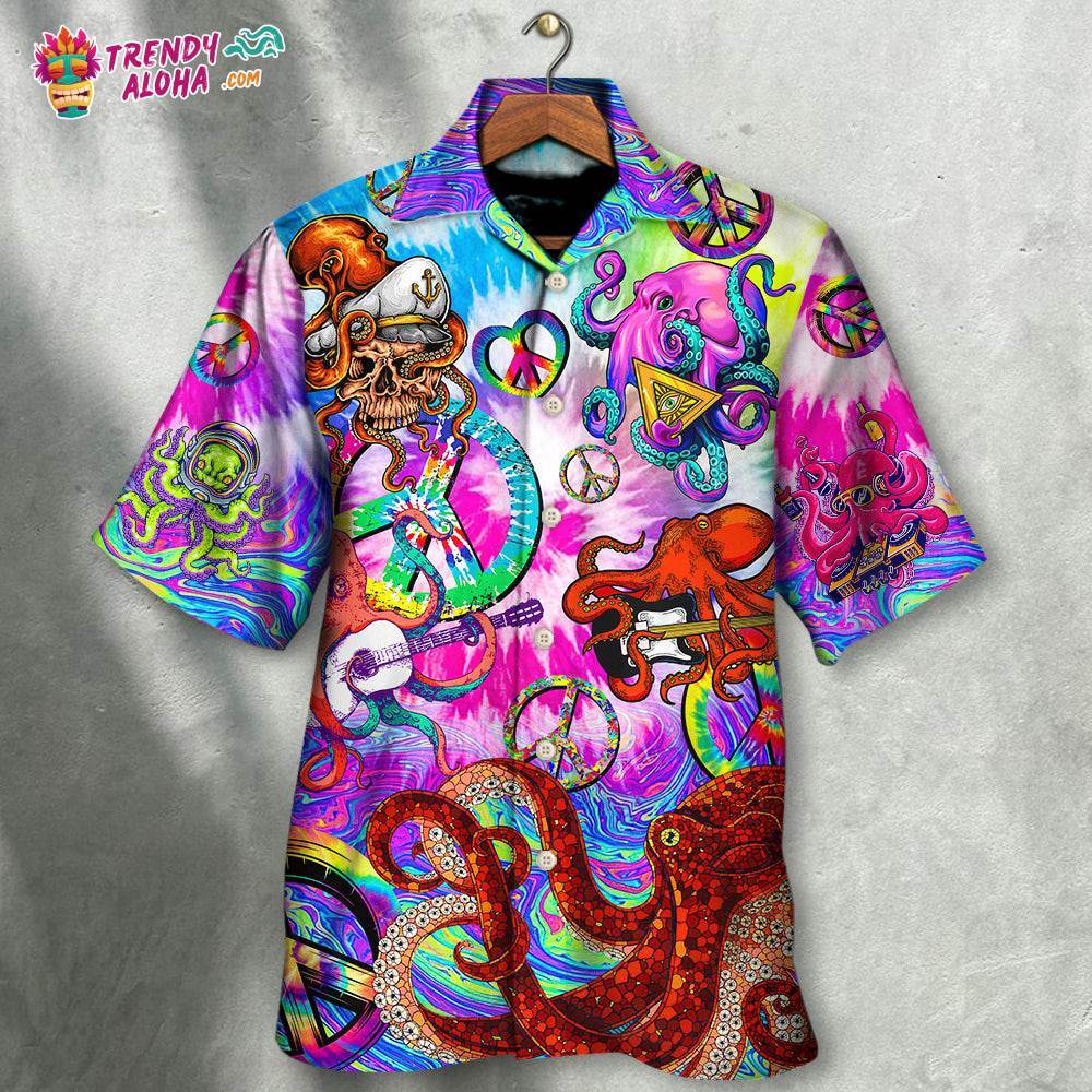 Hippie Funny Octopus Colorful Happy Tie Dye Art Style Hawaiian Shirt – Trendy Aloha