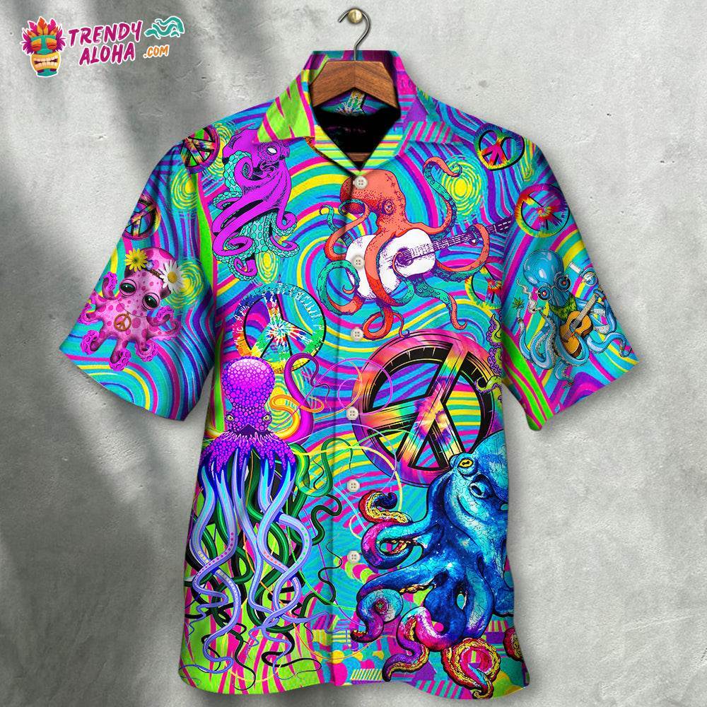 Hippie Funny Octopus Colorful Tie Dye Art Style Hawaiian Shirt – Trendy Aloha