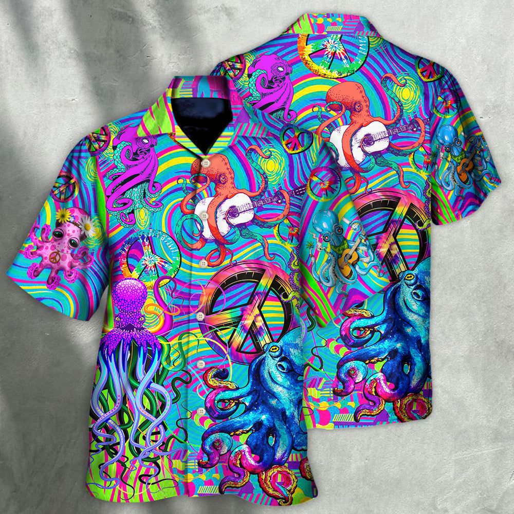 Hippie Funny Octopus Colorful Tie Dye Art Style Hawaiian Shirt