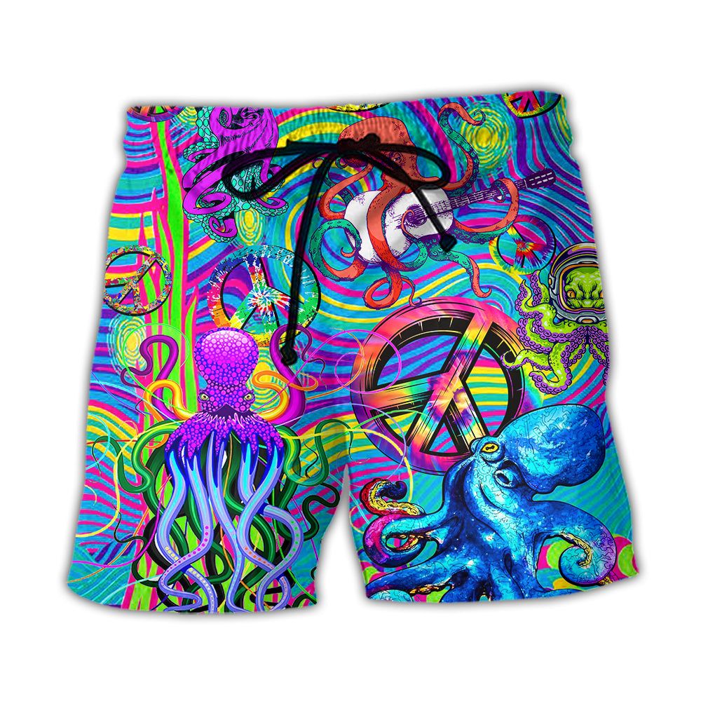 Hippie Funny Octopus Colorful Tie Dye Art Style Trendy Aloha Hawaiian Beach Shorts Hippie Funny Octopus Colorful Tie Dye Art Style Trendy Aloha Hawaiian Beach Shorts