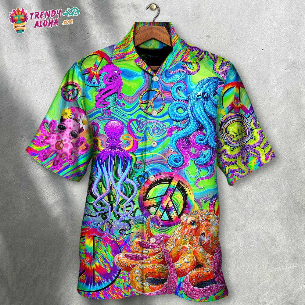 Hippie Funny Octopus Colorful Tie Dye Hawaiian Shirt – Trendy Aloha