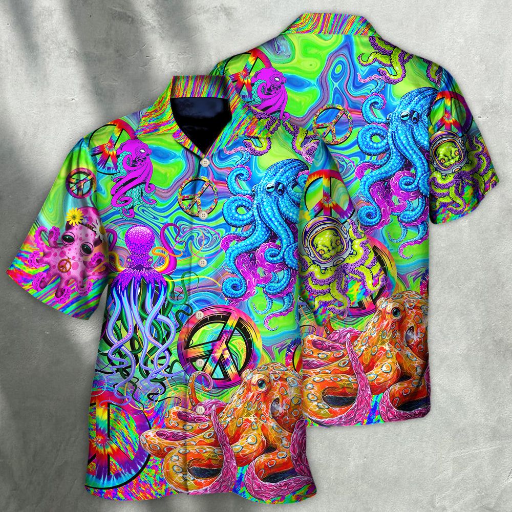 Hippie Funny Octopus Colorful Tie Dye Hawaiian Shirt