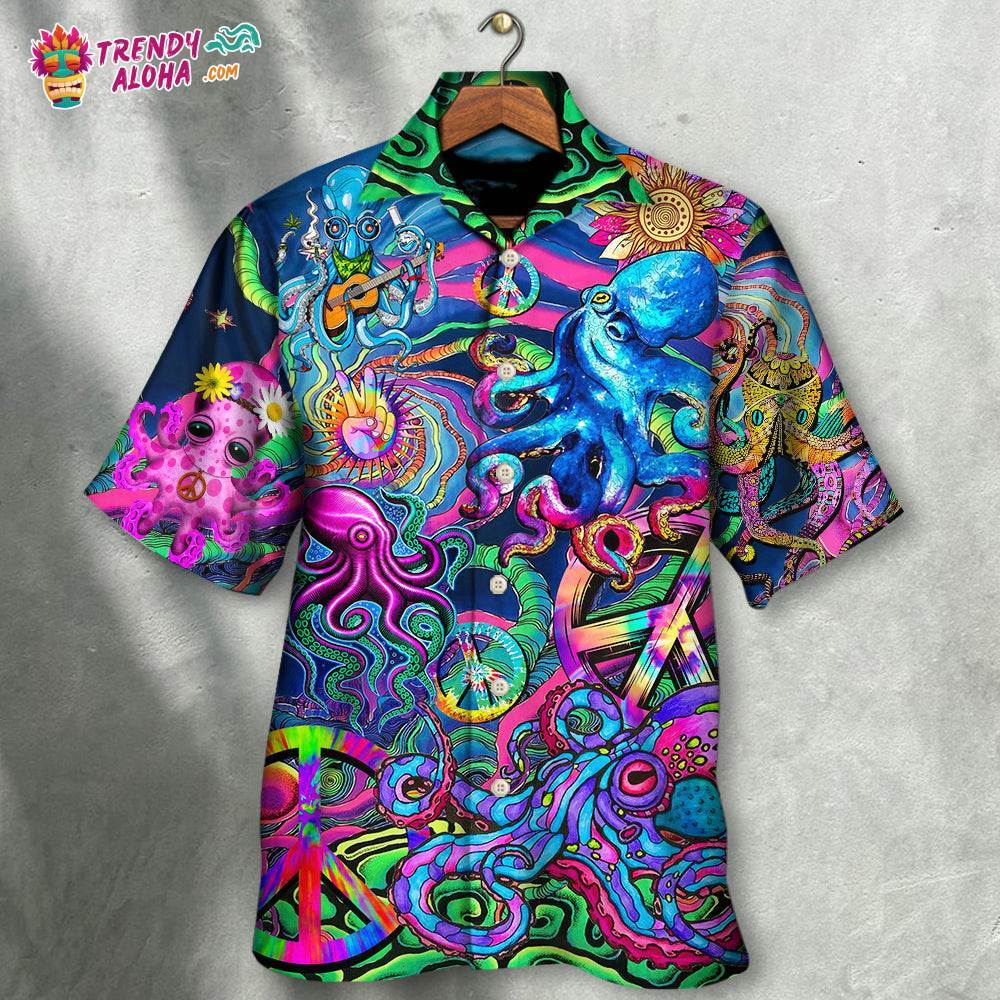 Hippie Funny Octopus Colorful Tie Dye Style Hawaiian Shirt – Trendy Aloha