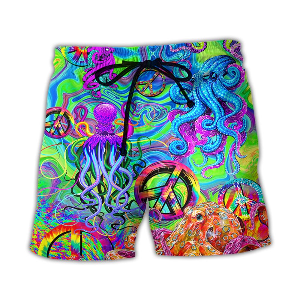 Hippie Funny Octopus Colorful Tie Dye Trendy Aloha Hawaiian Beach Shorts Hippie Funny Octopus Colorful Tie Dye Trendy Aloha Hawaiian Beach Shorts
