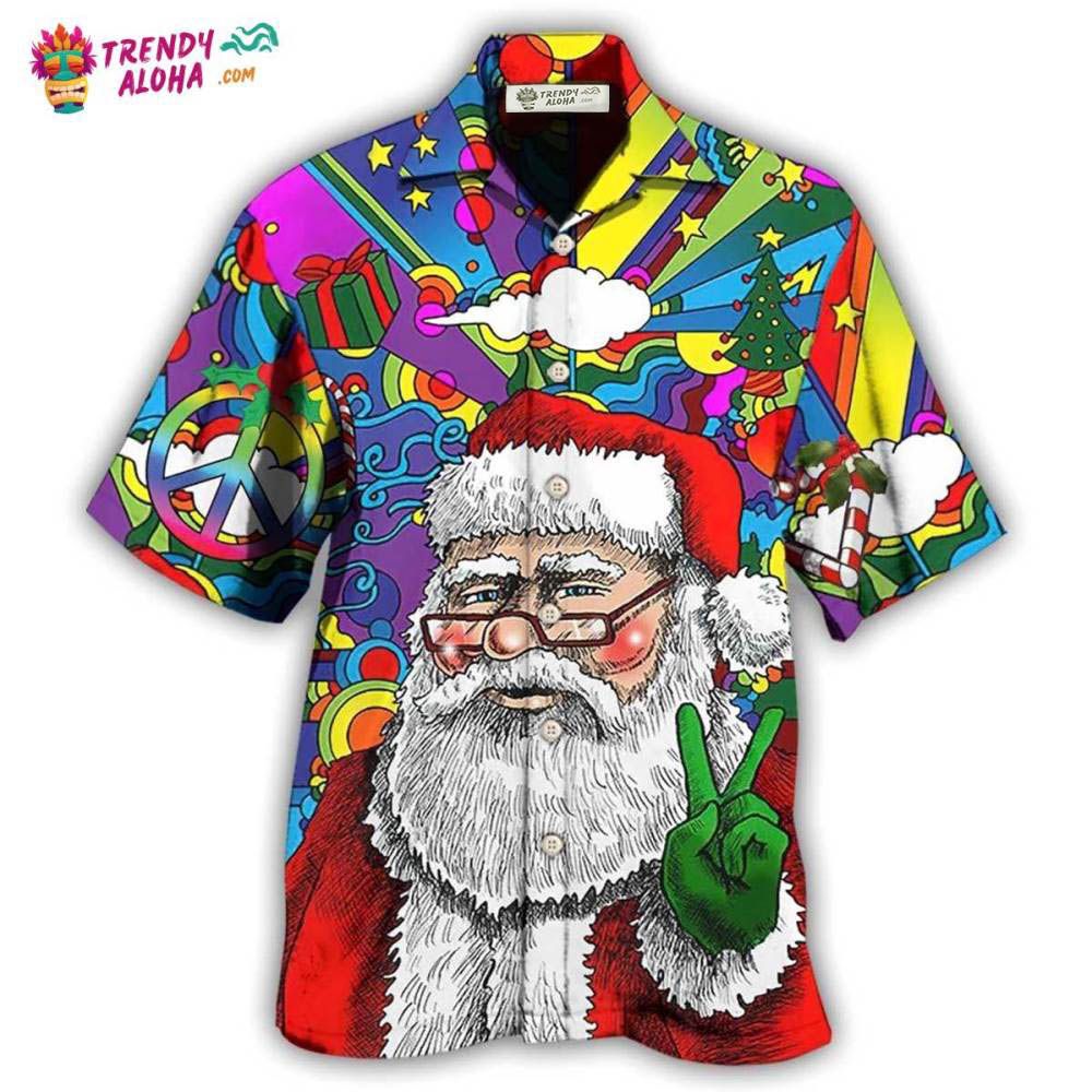 Hippie Funny Santa Claus Christmas Hawaiian Shirt – Trendy Aloha Hippie Funny Santa Claus Christmas Hawaiian Shirt – Trendy Aloha