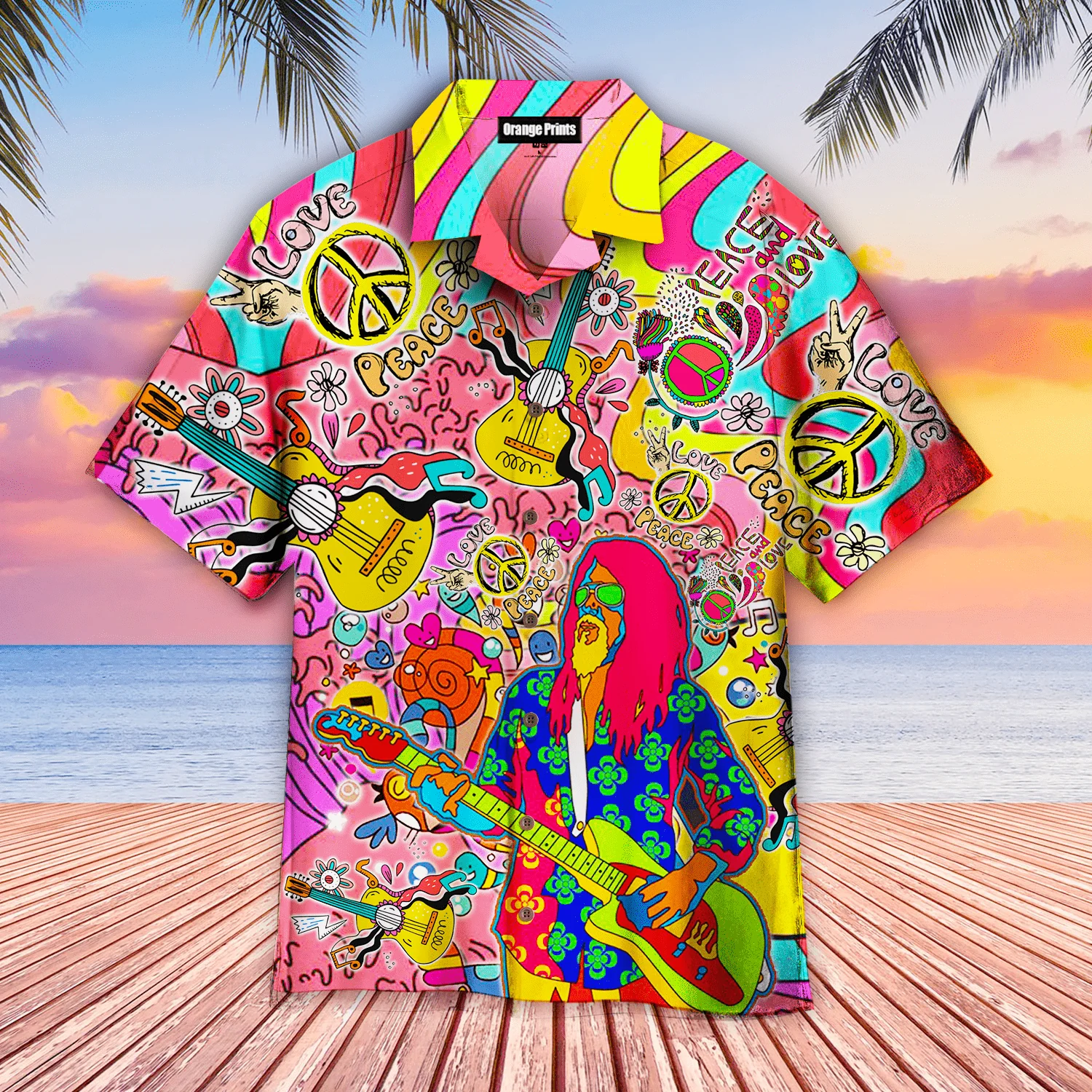 Hawaiian Shirt Guitars Maori Chest Border