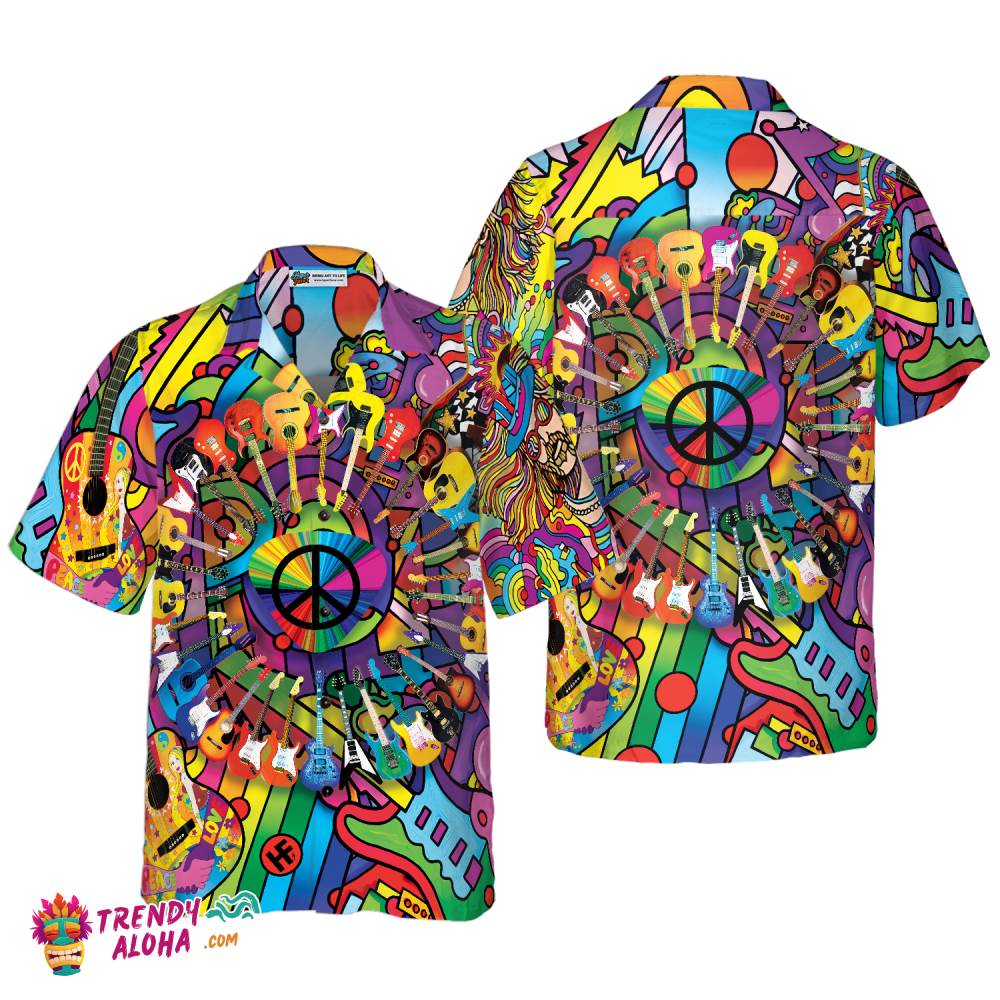 Hippie Guitars Hawaiian Shirt Hippie Guitars Hawaiian Shirt