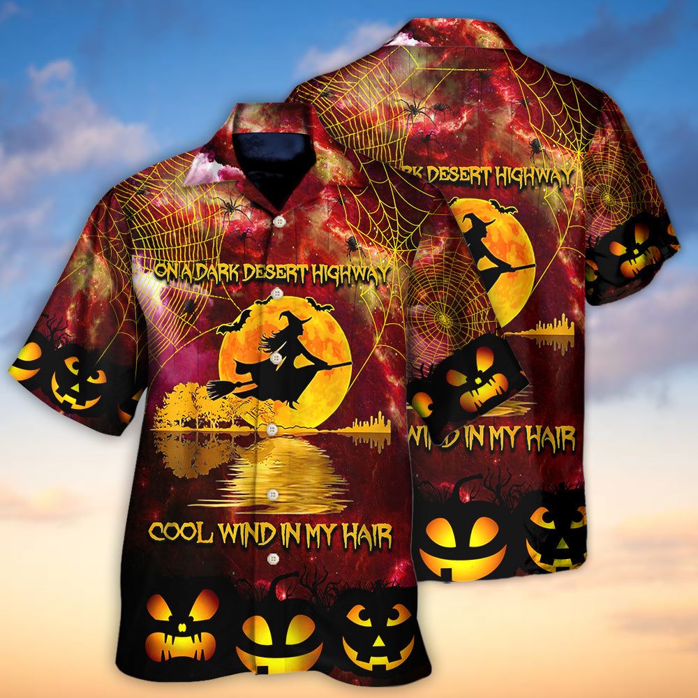 Hippie Halloween On A Dark Desert Highway Cool Wind In My Hair Witch Hawaiian Shirt