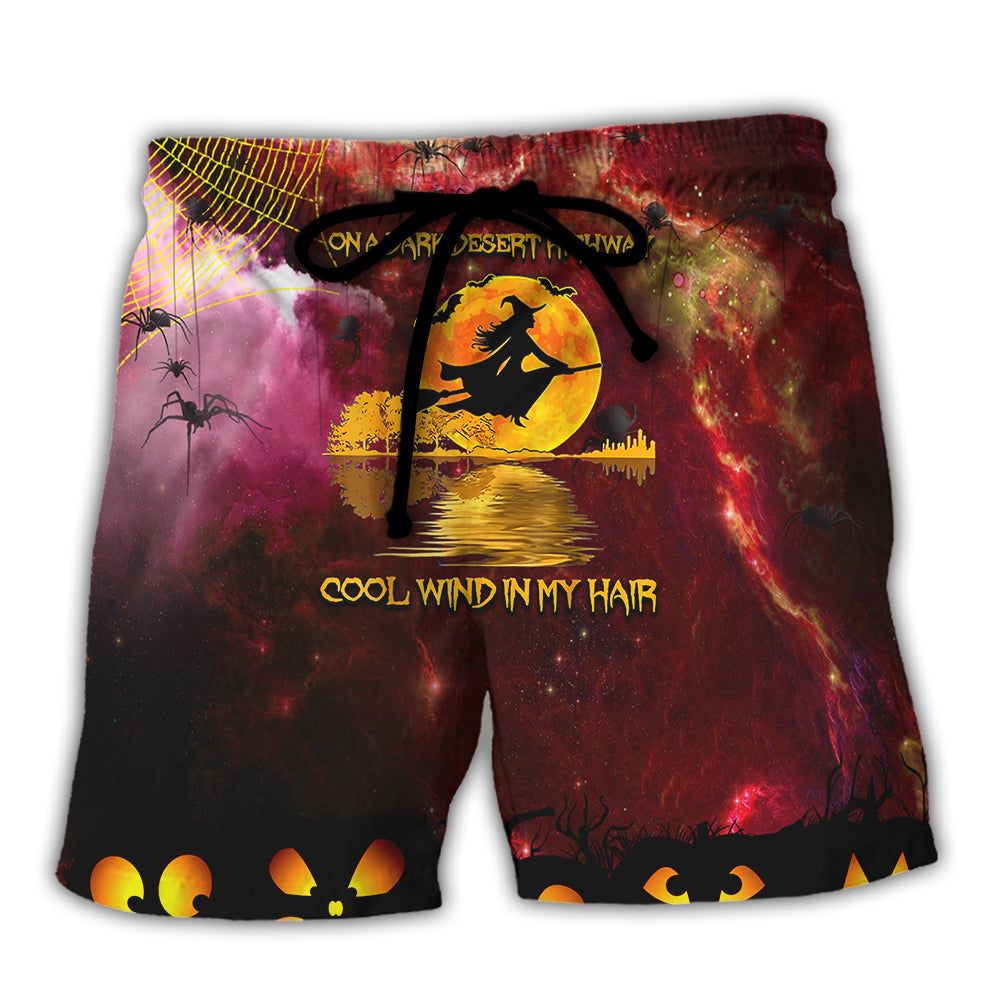 Hippie Halloween On A Dark Desert Highway Cool Wind In My Hair Witch Trendy Aloha Hawaiian Beach Shorts