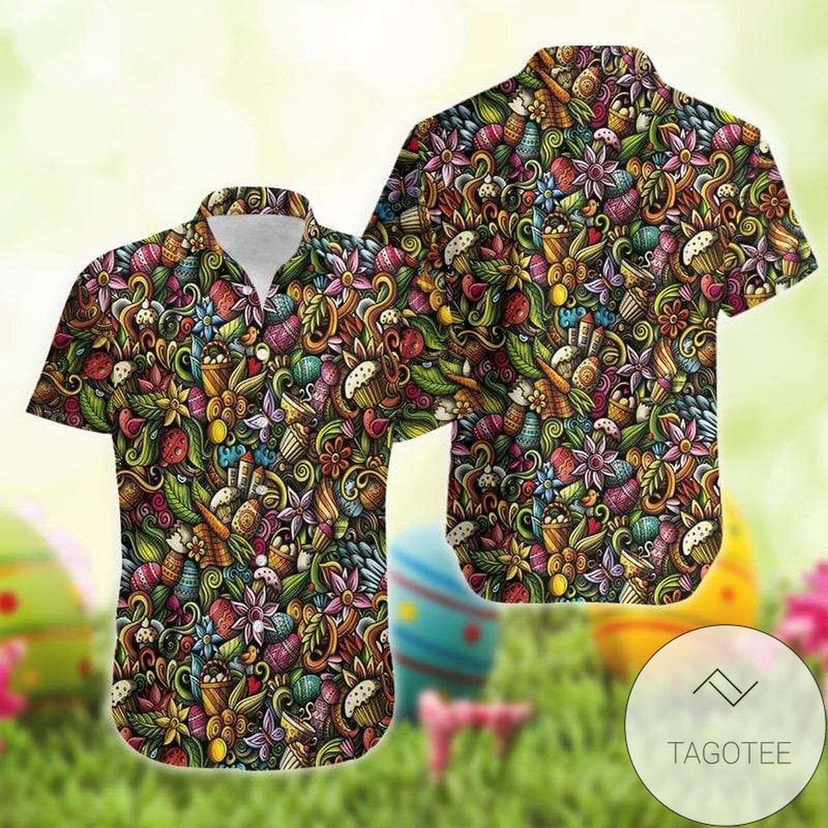 Hippie Happy Easter Celebration Design Hawaiian Shirt Elegance Tropical