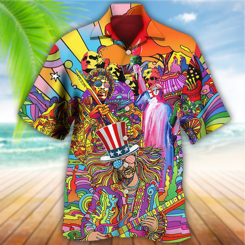 Hippie Independence Day America Cool Hawaiian Shirt
