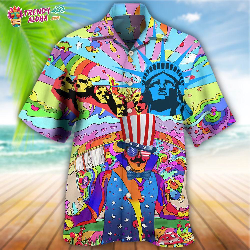 Hippie Independence Day America Hawaiian Shirt – Trendy Aloha