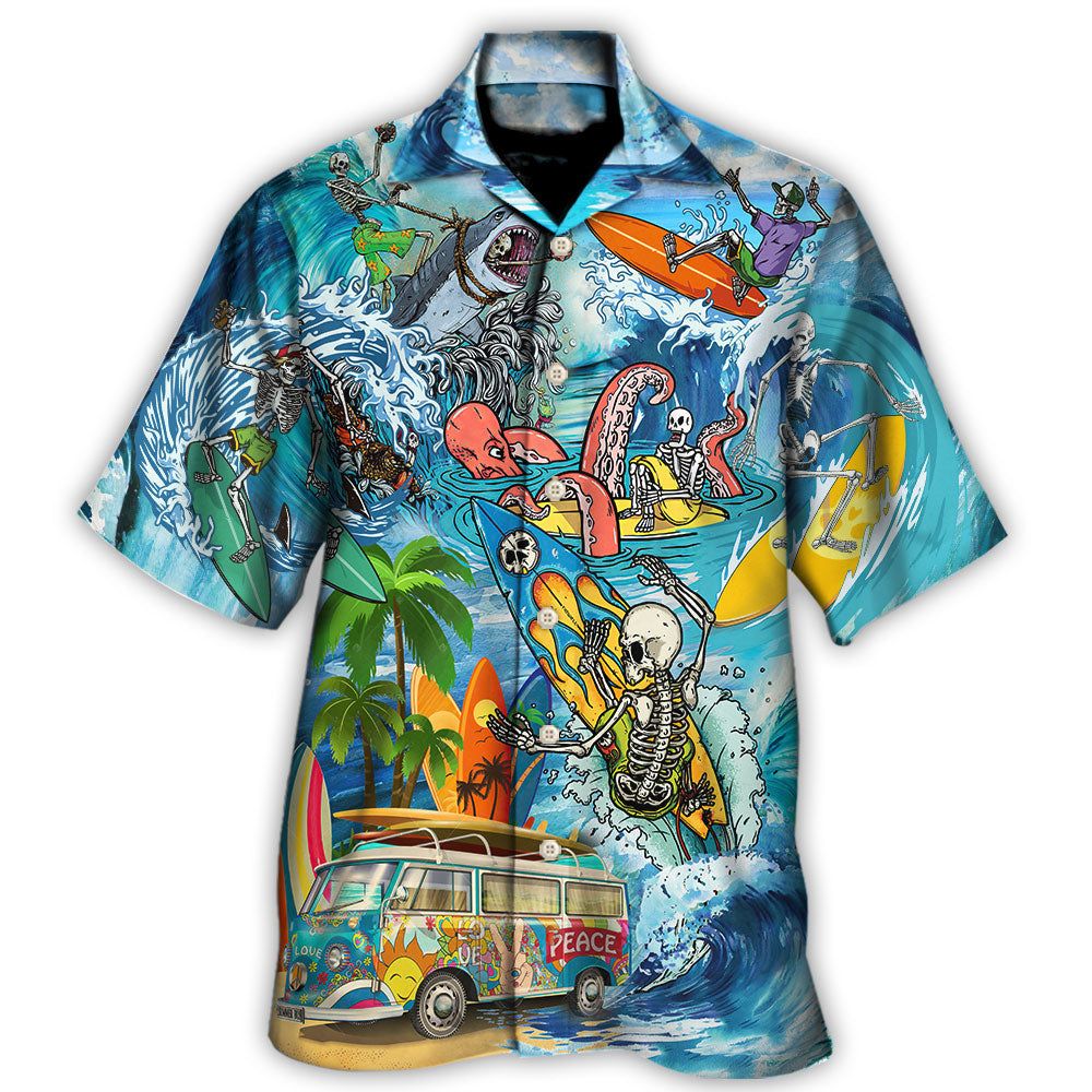 Hippie Live To Surf Skull Live Style Hawaiian Shirt
