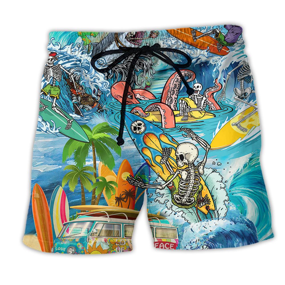 Hippie Live To Surf To Live Trendy Aloha Hawaiian Beach Shorts Hippie Live To Surf To Live Trendy Aloha Hawaiian Beach Shorts