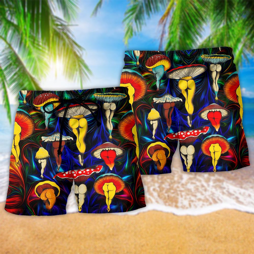 Hippie Love Life Funny Mushroom Trendy Aloha Hawaiian Beach Shorts
