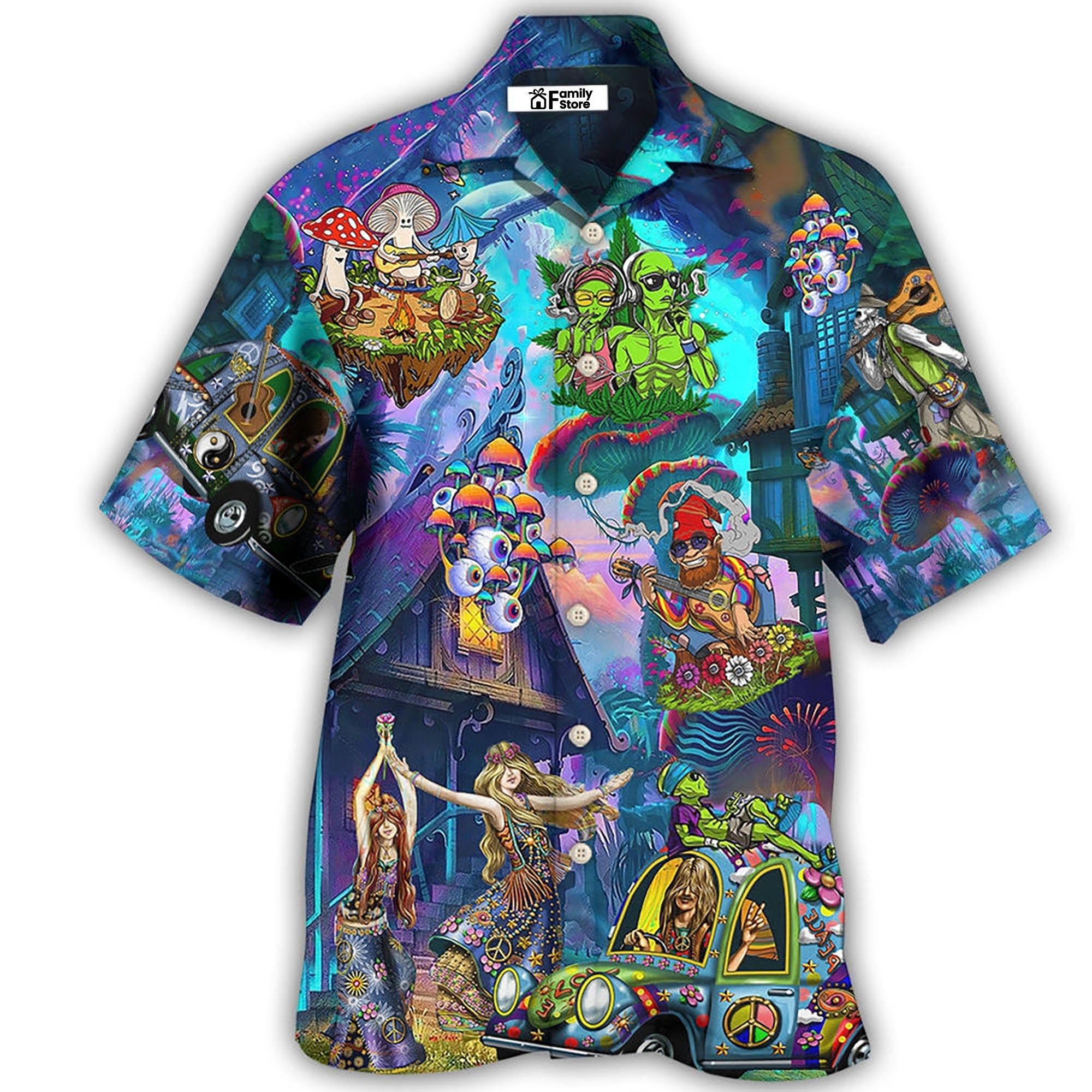 Hippie Love Life Party Over Night Hawaiian Shirt