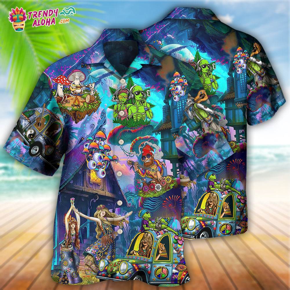 Hippie Love Life Party Over Night Hawaiian Shirt – Trendy Aloha