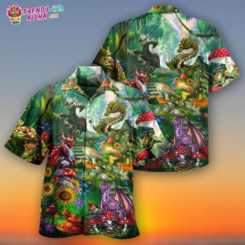 Hippie Magic World Mushrooms Dragon Hawaiian Shirt – Trendy Aloha