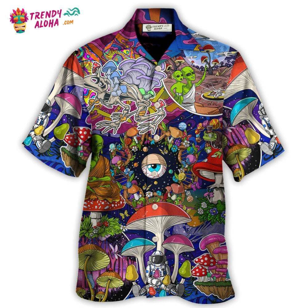 Hippie Mushroom Aliens Stay Hippie Colorful Art Hawaiian Shirt – Trendy Aloha