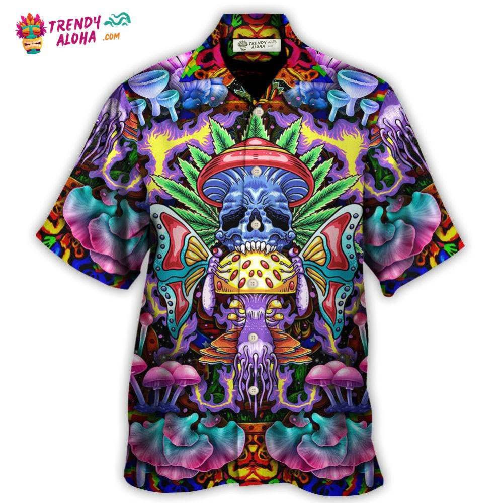 Hippie Mushroom And Skull Art Hawaiian Shirt – Trendy Aloha Hippie Mushroom And Skull Art Hawaiian Shirt – Trendy Aloha