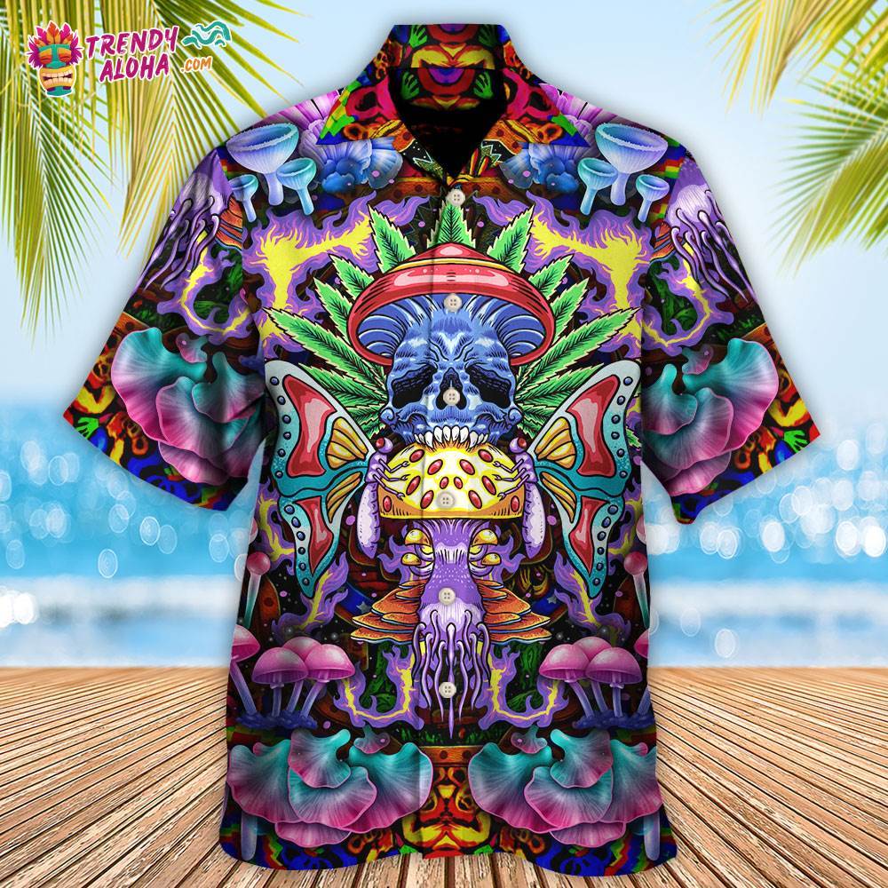 Hippie Mushroom And Skull Art Hawaiian Shirt – Trendy Aloha