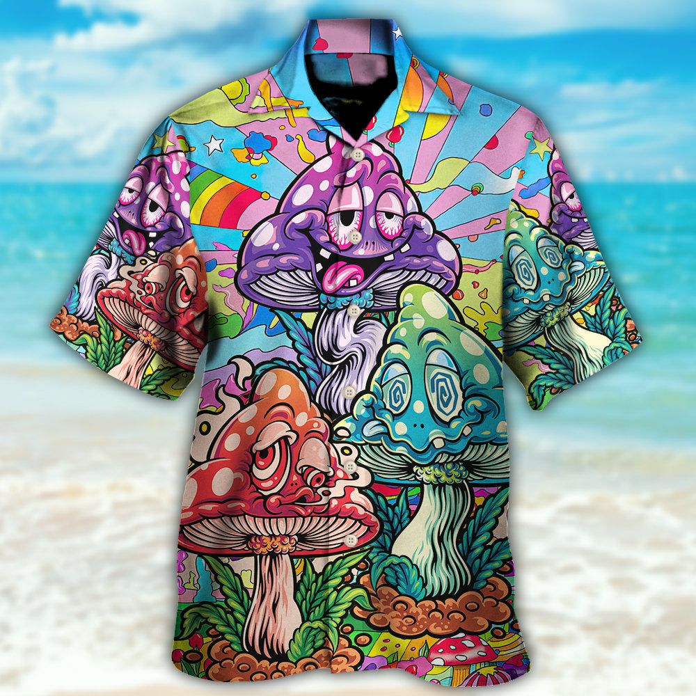 Hippie Mushroom Colorful Hippie Happy Life Hawaiian Shirt