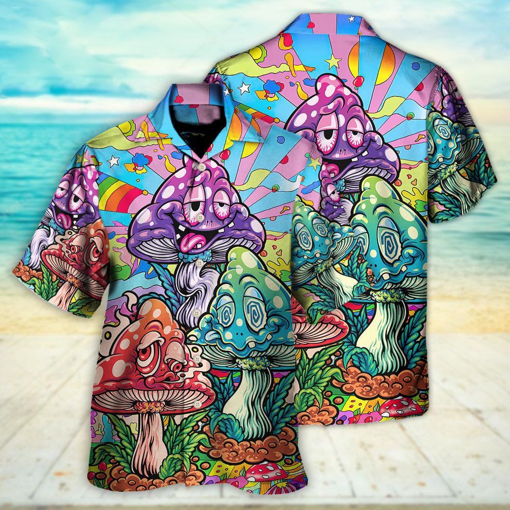 Hippie Mushroom Colorful Hippie Happy Life Hawaiian Shirt