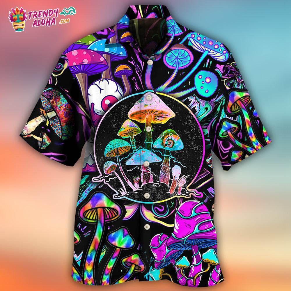 Hippie Mushroom Colorful Neon Light Cool Style Hawaiian Shirt – Trendy Aloha