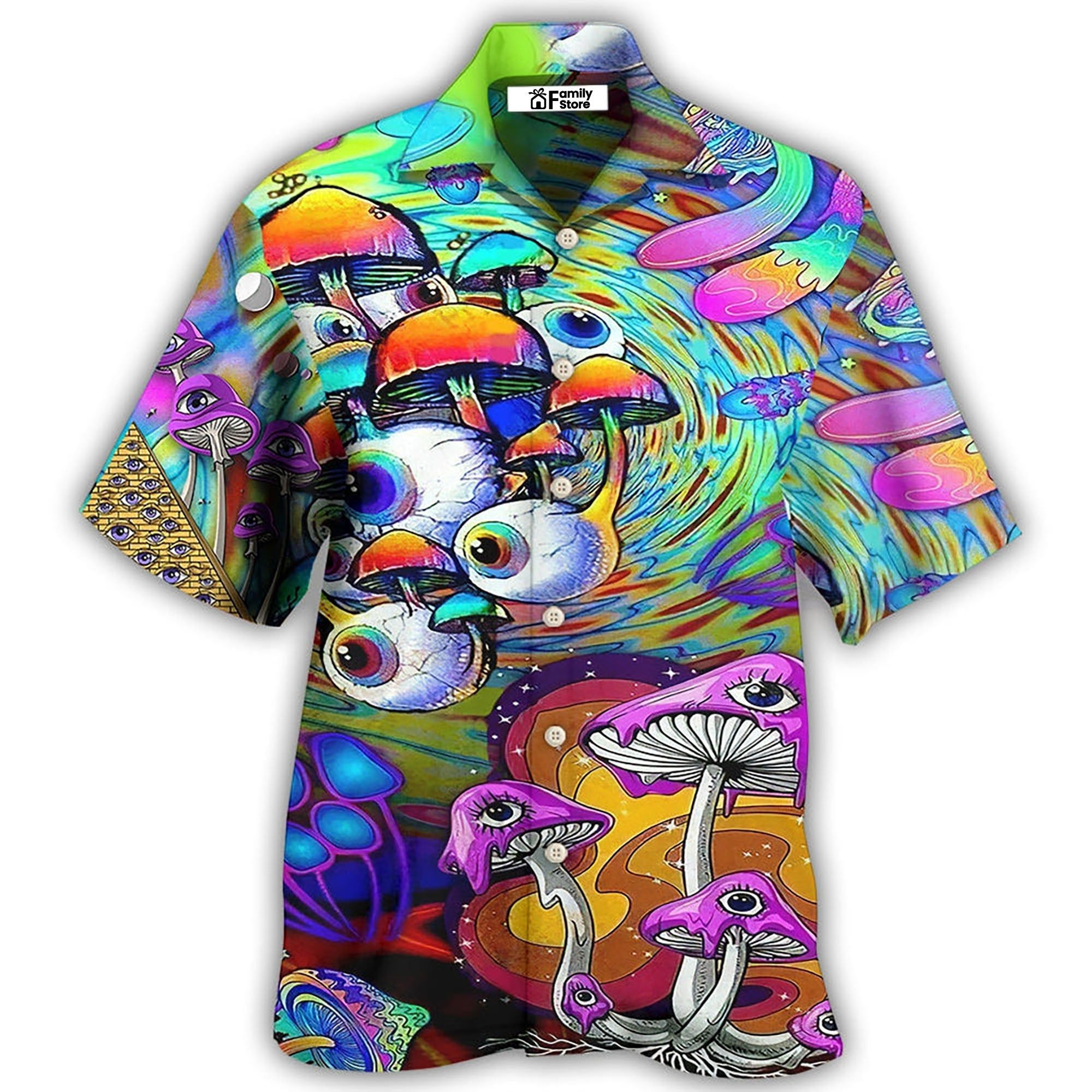 Hippie Mushroom Eyes Color Style Hawaiian Shirt